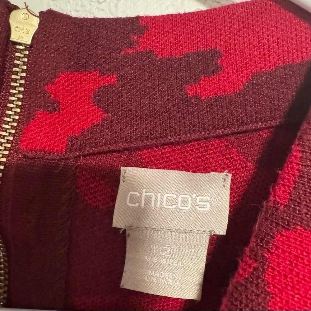 Red Camo Chico’s Mock Neck Sweater - Picture 5 of 8